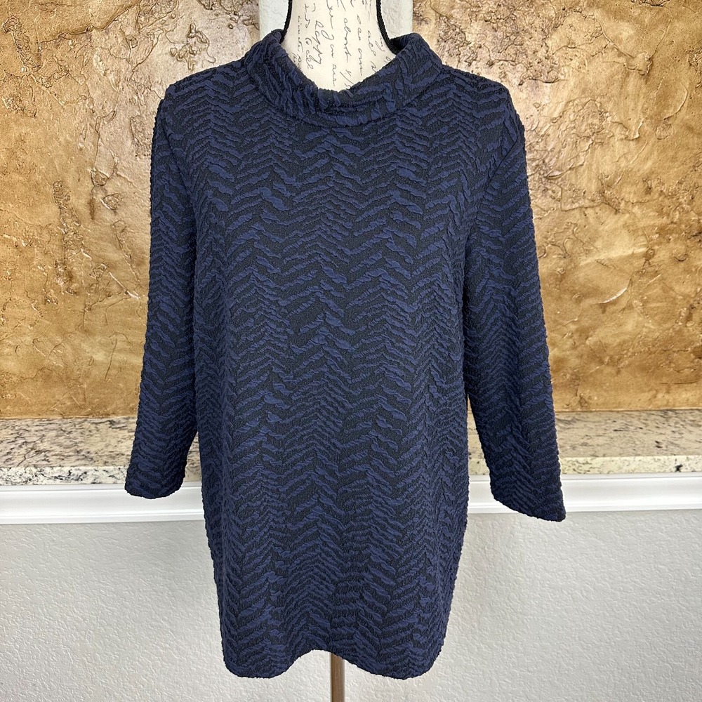 J. McLaughlin Sweater Womens XL 3/4 Sleeve Textured Cowl‎ Neck Zip Up Back